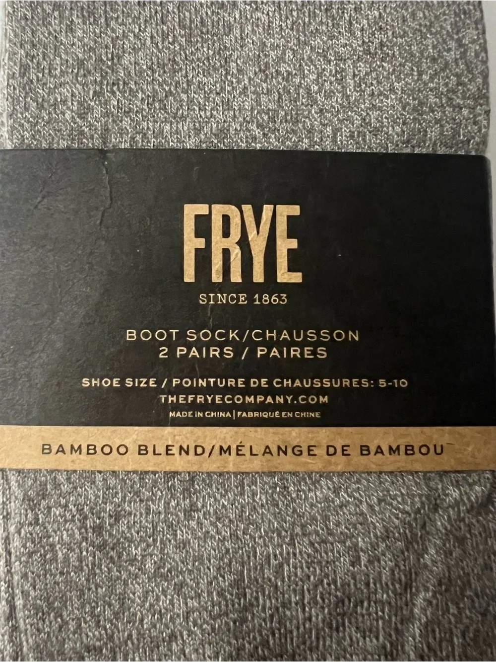 Frye Women's Boot Socks - Gray & Black (2 Pack) Size 5–10 NEW